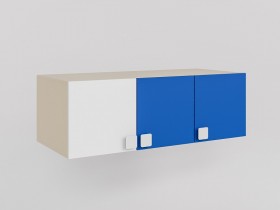 Антресоль на шкаф 3-х створчатый Скай люкс (Синий/Белый/корпус Клен) в Калачинске - kalachinsk.katalogmebeli.com | фото