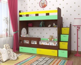 Детская двухъярусная кровать Юниор-1 Белый/Синий Распродажа в Калачинске - kalachinsk.katalogmebeli.com | фото 4