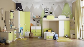 Детская комната Эппл (Зеленый/Белый/корпус Клен) в Калачинске - kalachinsk.katalogmebeli.com | фото 13
