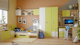 Детская комната Эппл (Зеленый/Белый/корпус Клен) в Калачинске - kalachinsk.katalogmebeli.com | фото 11