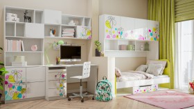 Детская комната Флер (Белый/корпус Выбеленное дерево) в Калачинске - kalachinsk.katalogmebeli.com | фото 2