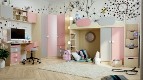 Детская комната Грэйси (Розовый/Серый/корпус Клен) в Калачинске - kalachinsk.katalogmebeli.com | фото 1