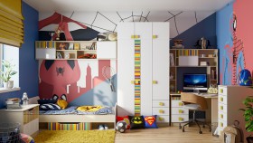 Детская комната Клаксон без машинок (Белый/корпус Клен) в Калачинске - kalachinsk.katalogmebeli.com | фото 1