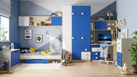Детская комната Скай (Синий/Белый/корпус Клен) в Калачинске - kalachinsk.katalogmebeli.com | фото