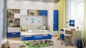 Детская комната Скай Люкс (Синий/Белый/корпус Клен) в Калачинске - kalachinsk.katalogmebeli.com | фото