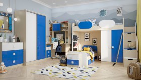 Детская комната Скай Люкс (Синий/Белый/корпус Клен) в Калачинске - kalachinsk.katalogmebeli.com | фото 5
