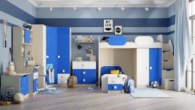 Детская комната Скай Люкс (Синий/Белый/корпус Клен) в Калачинске - kalachinsk.katalogmebeli.com | фото 7