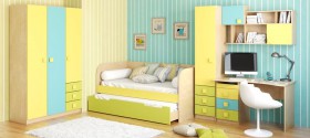 Детская комната Смайли (Желтый/Голубой/Зеленый/корпус Клен) в Калачинске - kalachinsk.katalogmebeli.com | фото 1