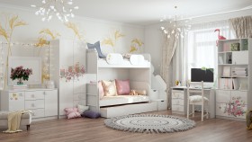 Детская комната Совушки (Белый/корпус Выбеленное дерево) в Калачинске - kalachinsk.katalogmebeli.com | фото 3
