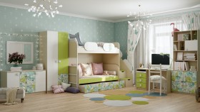 Детская комната Твит (Белый/Зеленый/корпус Клен) в Калачинске - kalachinsk.katalogmebeli.com | фото 4