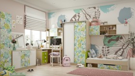 Детская комната Твит (Белый/Зеленый/корпус Клен) в Калачинске - kalachinsk.katalogmebeli.com | фото 1