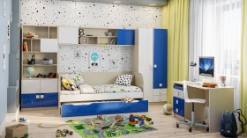 Диван-кровать Скай люкс (Синий/Белый/корпус Клен) в Калачинске - kalachinsk.katalogmebeli.com | фото 2