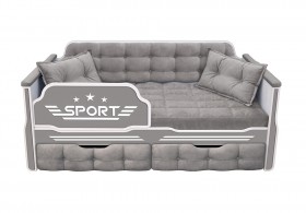 Кровать 160 серии Спорт 2 ящика 45 Серый (подушки) в Калачинске - kalachinsk.katalogmebeli.com | фото