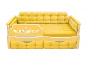 Кровать 160 серии Спорт 2 ящика 74 Жёлтый (мягкие боковые накладки) в Калачинске - kalachinsk.katalogmebeli.com | фото