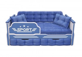 Кровать 160 серии Спорт 2 ящика 85 Синий (подушки) в Калачинске - kalachinsk.katalogmebeli.com | фото