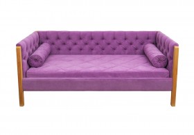 Кровать 180 серии Леди  32 Фиолетовый (подушка валик) в Калачинске - kalachinsk.katalogmebeli.com | фото