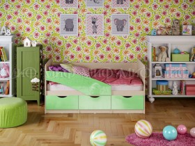Кровать Бабочки 1,6м (Салатовый металлик) в Калачинске - kalachinsk.katalogmebeli.com | фото