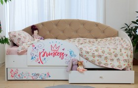 Кровать детская Эльза с бортиком Принцесса Белый/Бежевый в Калачинске - kalachinsk.katalogmebeli.com | фото