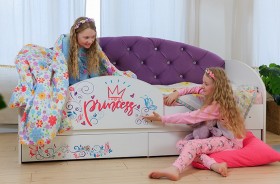 Кровать детская Эльза с бортиком Принцесса Белый/Фиолетовый в Калачинске - kalachinsk.katalogmebeli.com | фото