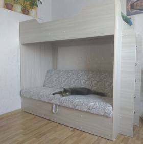 Кровать двухъярусная с диваном (Беленый дуб) в Калачинске - kalachinsk.katalogmebeli.com | фото