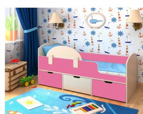 Кровать Малыш-мини Дуб молочный/Розовый в Калачинске - kalachinsk.katalogmebeli.com | фото