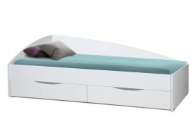 Кровать одинарная "Фея - 3" (асимметричная) (2000х900) New/(белый / белый / ДВПО белый) в Калачинске - kalachinsk.katalogmebeli.com | фото