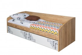 Кровать с 2 ящиками «Оксфорд» (Ривьера/Белый с рисунком) в Калачинске - kalachinsk.katalogmebeli.com | фото 3