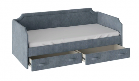 Кровать с мягкой обивкой и ящиками «Кантри» Тип 1 (900) (Замша синяя) в Калачинске - kalachinsk.katalogmebeli.com | фото 2