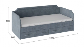 Кровать с мягкой обивкой и ящиками «Кантри» Тип 1 (900) (Замша синяя) в Калачинске - kalachinsk.katalogmebeli.com | фото 3