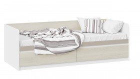 Кровать «Сканди» с 2 ящиками Дуб Гарден/Белый/Глиняный серый в Калачинске - kalachinsk.katalogmebeli.com | фото