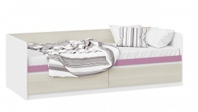 Кровать «Сканди» с 2 ящиками Дуб Гарден/Белый/Лиловый в Калачинске - kalachinsk.katalogmebeli.com | фото