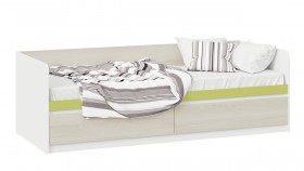 Кровать «Сканди» с 2 ящиками Дуб Гарден/Белый/Зеленый в Калачинске - kalachinsk.katalogmebeli.com | фото