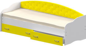 Кровать Софа-7 с мягкой спинкой (800х1900) Белый/Желтый в Калачинске - kalachinsk.katalogmebeli.com | фото