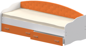 Кровать Софа-7 с мягкой спинкой (800х1900) Белый/Оранжевый в Калачинске - kalachinsk.katalogmebeli.com | фото
