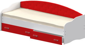 Кровать Софа-8 с мягкой спинкой (900х1900) Белый/Красный в Калачинске - kalachinsk.katalogmebeli.com | фото