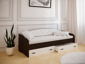 Кровать Софа-8 с мягкой спинкой (900х1900) Венге/ Белый в Калачинске - kalachinsk.katalogmebeli.com | фото