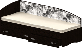 Кровать Софа-9 с мягкой спинкой с рисунком Милана (900х1900) Венге в Калачинске - kalachinsk.katalogmebeli.com | фото