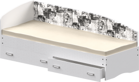 Кровать Софа-9 с мягкой спинкой с рисунком Милана (900х2000) Белый в Калачинске - kalachinsk.katalogmebeli.com | фото