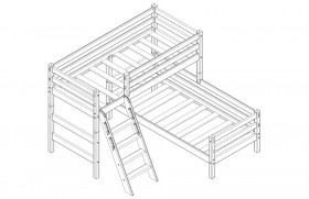 Кровать Соня вариант 8 угловая с наклонной лестницей Белый полупрозрачный в Калачинске - kalachinsk.katalogmebeli.com | фото 3