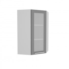 Квадро ВПУС 550 шкаф верхний угловой со стеклом высокий (Железо/корпус Серый) в Калачинске - kalachinsk.katalogmebeli.com | фото