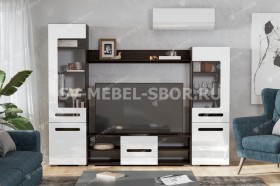 Мебель для гостиной МГС 6 (Исполнение 1/Венге/Белый глянец) в Калачинске - kalachinsk.katalogmebeli.com | фото 1