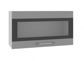 Ройс ВПГСФ 800 Шкаф верхний горизонтальный со стеклом с фотопечатью высокий (Белый софт/корпус Серый) в Калачинске - kalachinsk.katalogmebeli.com | фото