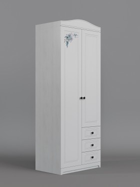 Шкаф 2-х створчатый с ящиками Бэлла (Выбеленное дерево/Белый) в Калачинске - kalachinsk.katalogmebeli.com | фото
