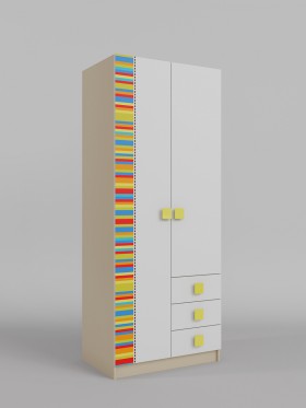Шкаф 2-х створчатый с ящиками Клаксон без машинок (Белый/корпус Клен) в Калачинске - kalachinsk.katalogmebeli.com | фото