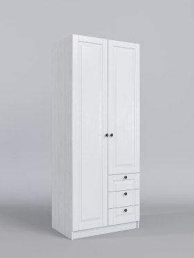 Шкаф 2-х створчатый с ящиками Классика (Белый/корпус Выбеленное дерево) в Калачинске - kalachinsk.katalogmebeli.com | фото