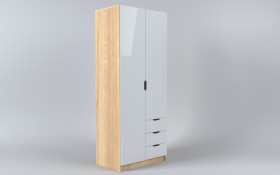 Шкаф 2-х створчатый с ящиками Лофт (Белый/корпус Дуб Сонома) в Калачинске - kalachinsk.katalogmebeli.com | фото