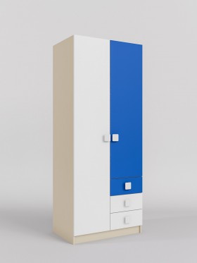 Шкаф 2-х створчатый с ящиками Скай (Синий/Белый/корпус Клен) в Калачинске - kalachinsk.katalogmebeli.com | фото