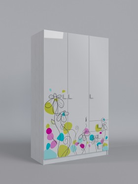 Шкаф 3-х створчатый с ящиками Флёр (Белый/корпус Выбеленное дерево) в Калачинске - kalachinsk.katalogmebeli.com | фото
