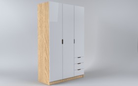 Шкаф 3-х створчатый с ящиками Лофт (Белый/корпус Дуб Сонома) в Калачинске - kalachinsk.katalogmebeli.com | фото