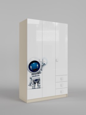 Шкаф 3-х створчатый с ящиками Санни (Белый/корпус Клен) в Калачинске - kalachinsk.katalogmebeli.com | фото